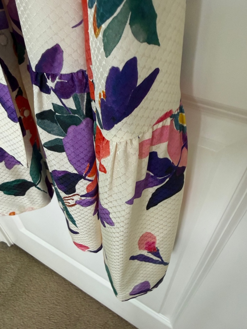 Women Sezane Midi Shirt Dress Purple, Orange, Green & Pink Floral Print size 38 - Picture 4 of 5
